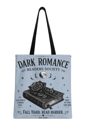 Dark Romance Blue Tote Bag: Fall Hard, Read Harder