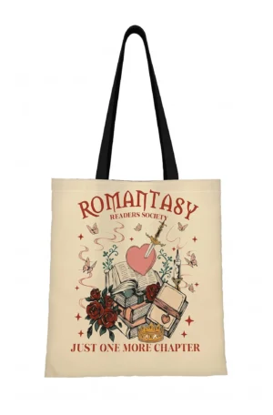 Romantasy Cream Tote Bag: Just One More Chapter